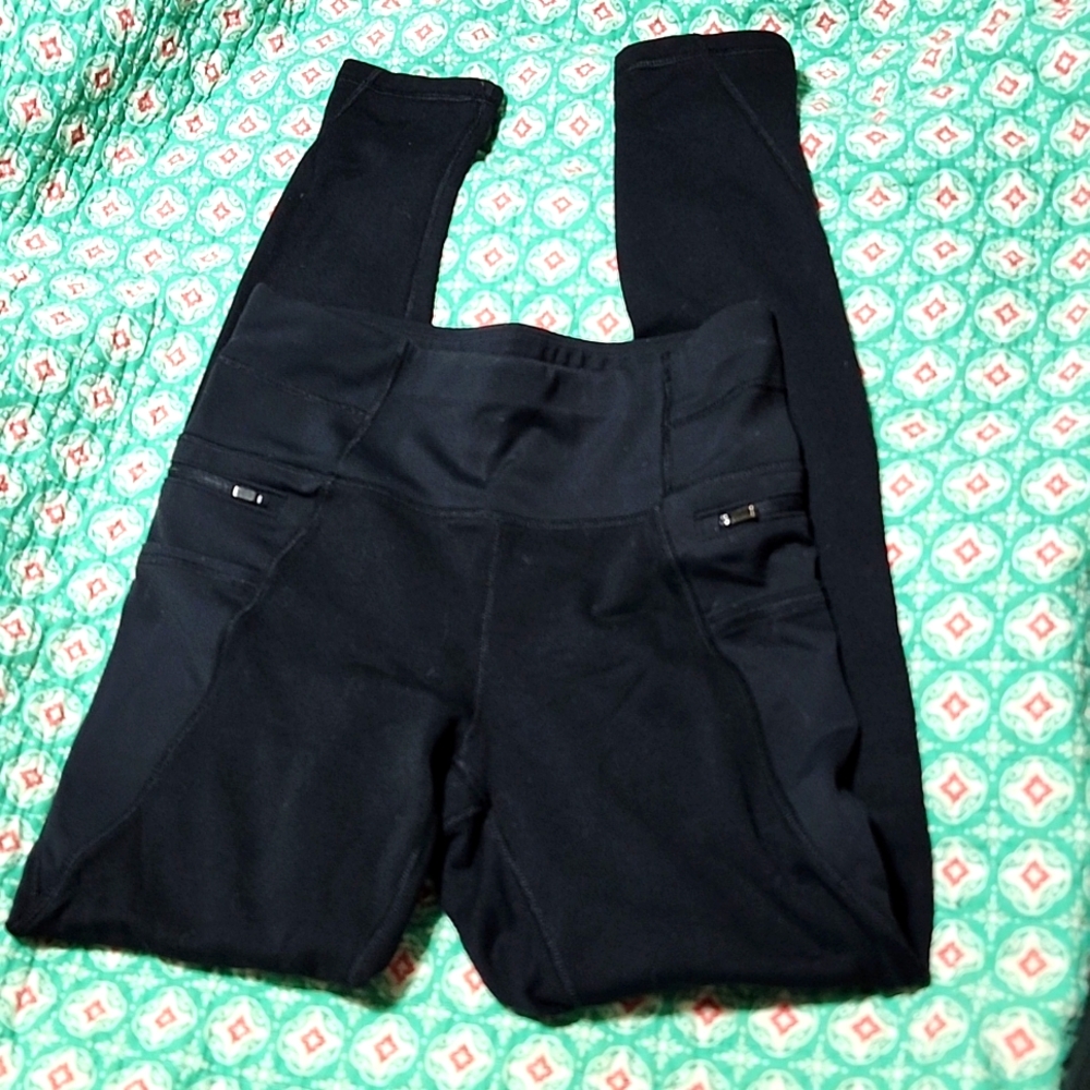 Athleta Black Fleece Lined Hybrid Leggings Size S